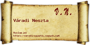 Váradi Neszta névjegykártya